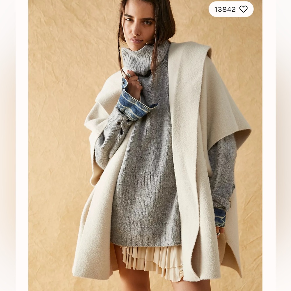 Free People All I Need Cozy Hooded Kimono poncho